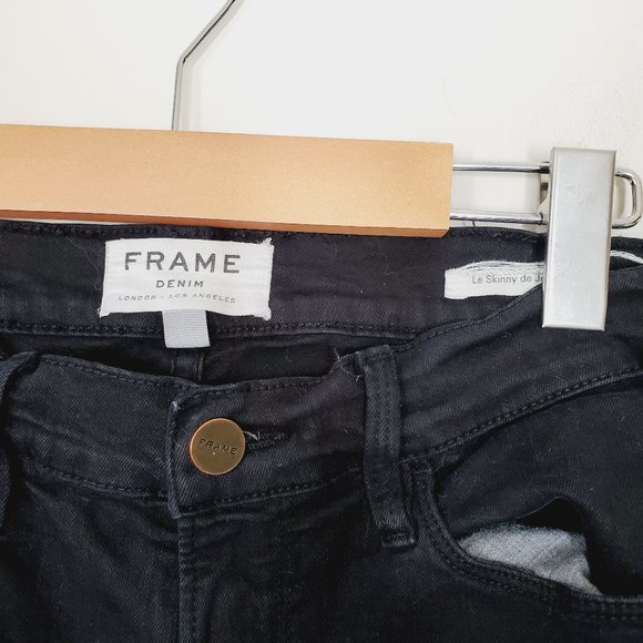 🇺🇸 FRAME DENIM Black Distressed Skinny Jeans - Picture 6 of 11